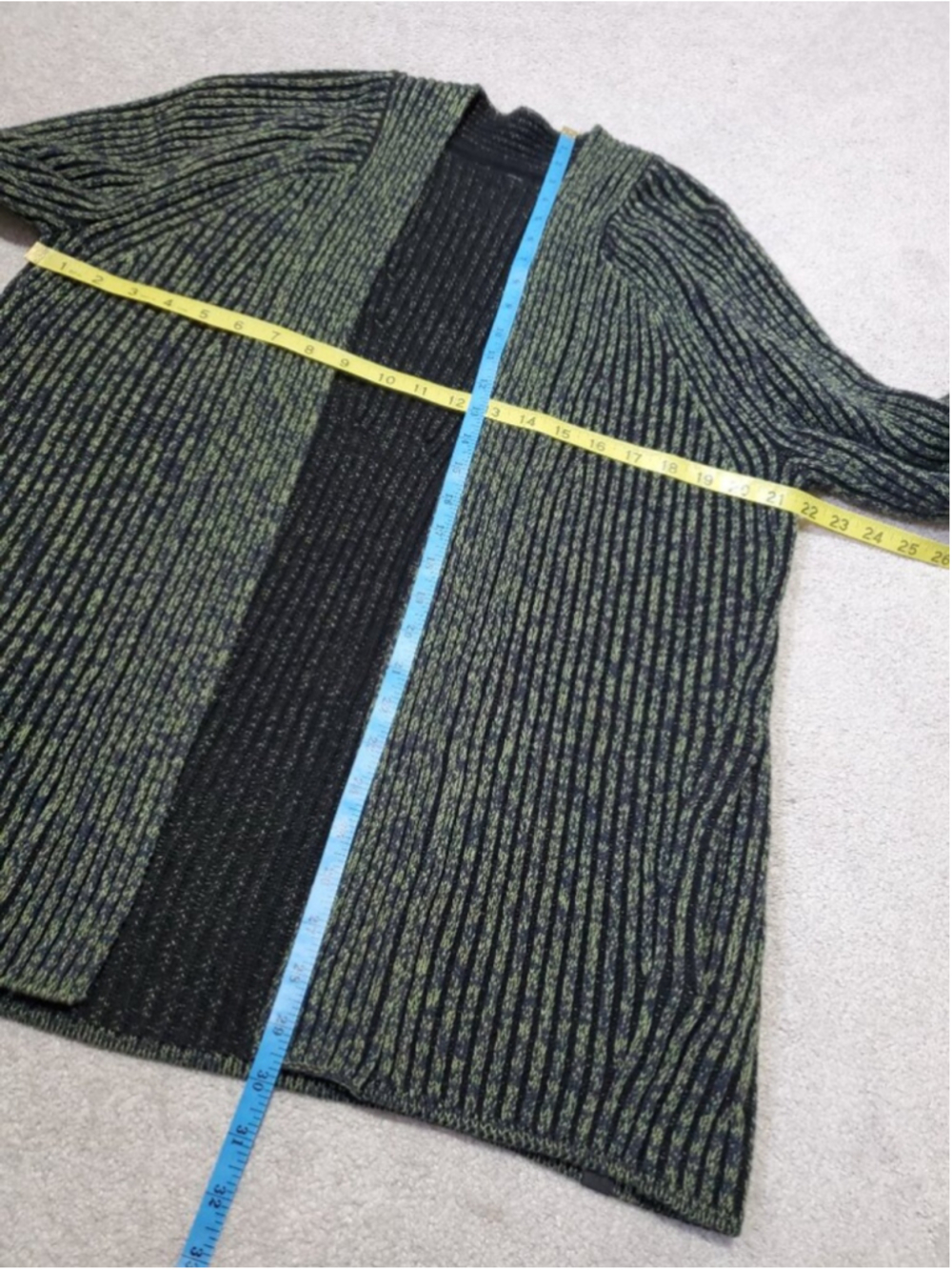 LULULEMON Cotton-Cashmere Blend Sweater Wrap Cardigan Green Sz 6 Ribbed Knit - Picture 10 of 10